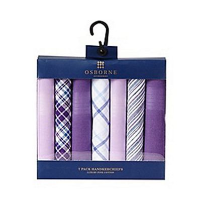 Pack of seven purple patterned handkerchiefs